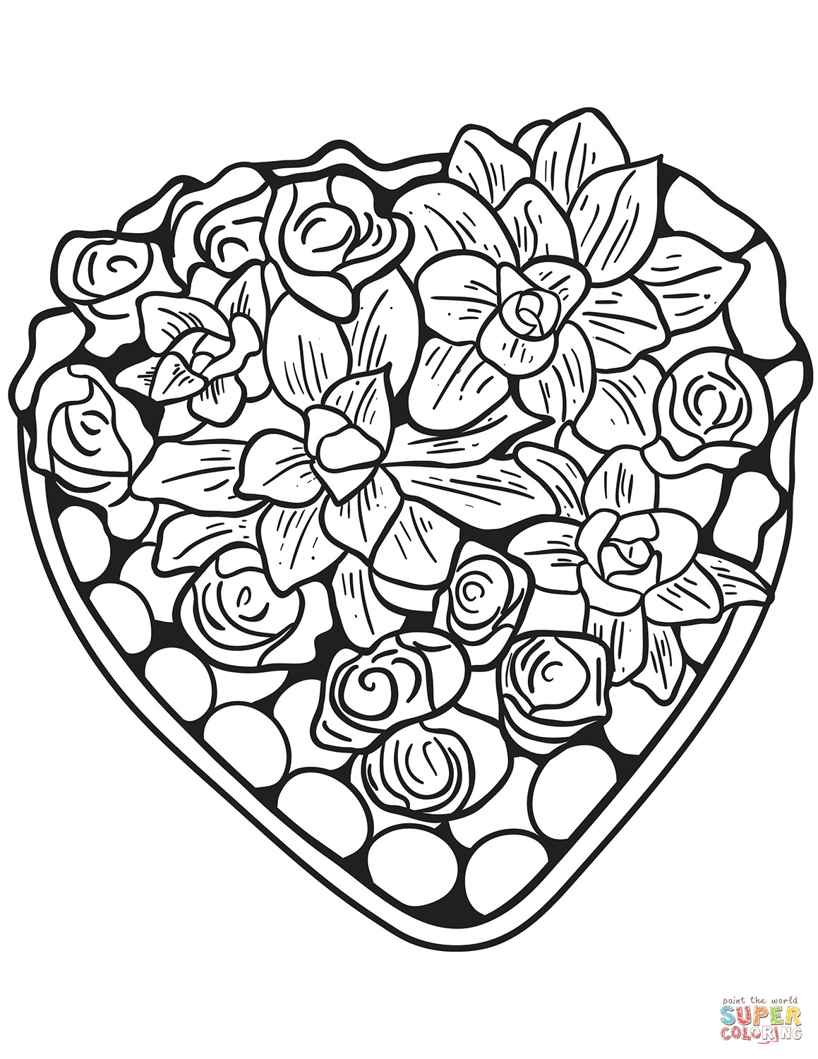 Free Printable Heart Coloring Pages
 Heart Made of Flowers coloring page