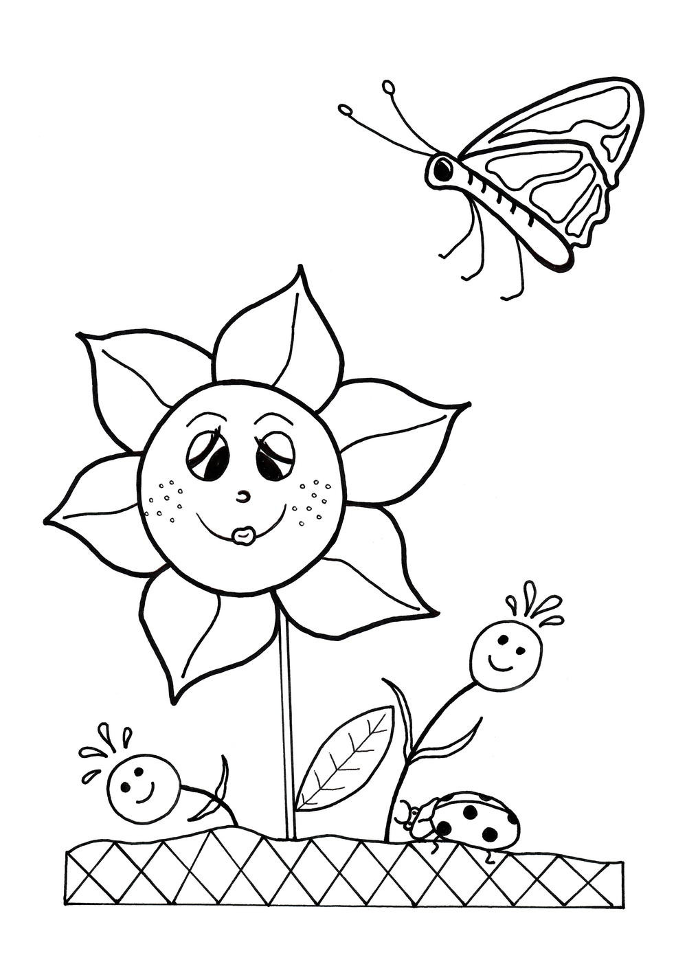 Free Spring Coloring Pages For Kids
 Dancing Flowers Spring Coloring Sheet