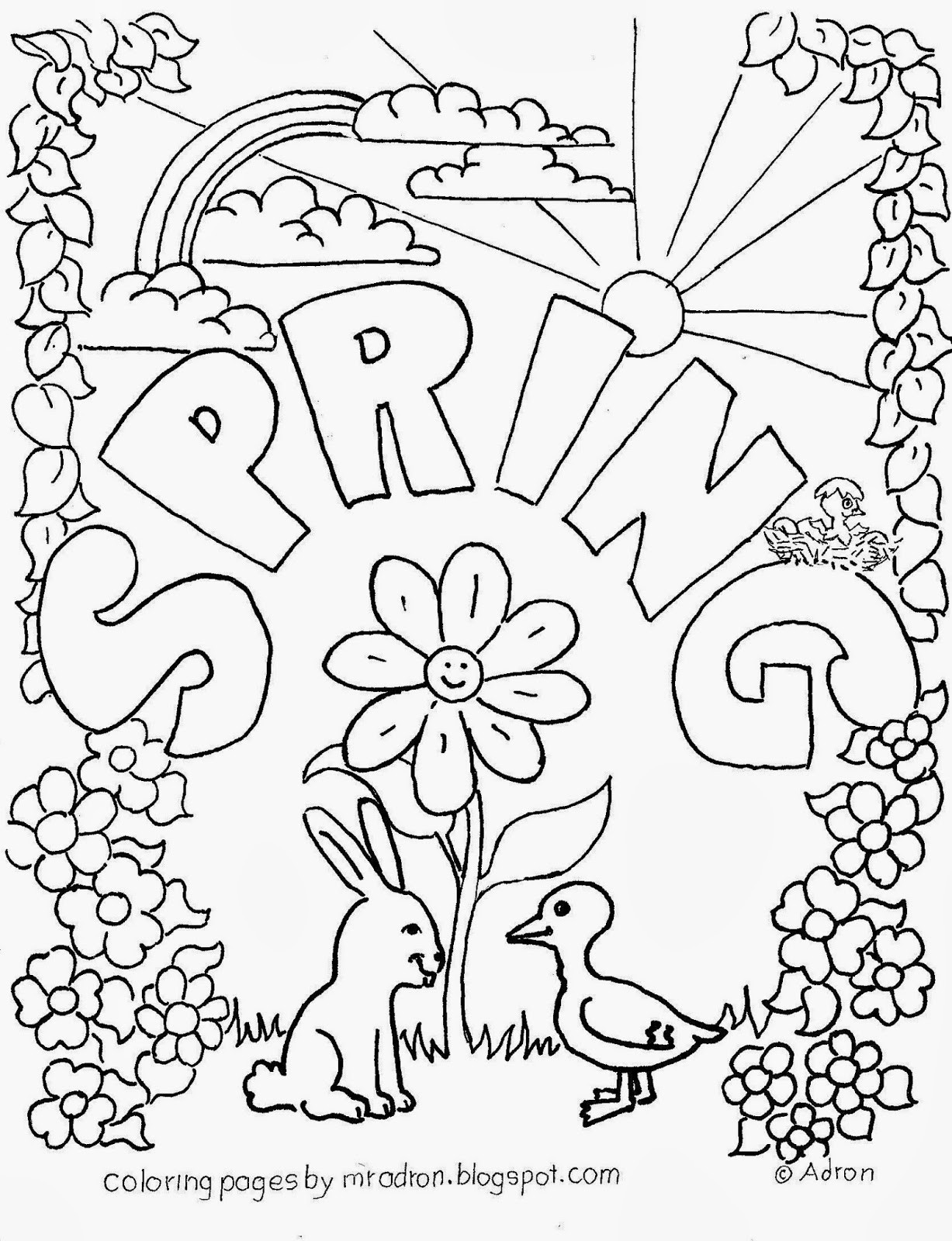 Free Spring Coloring Pages For Kids
 Coloring Pages for Kids by Mr Adron Spring Free