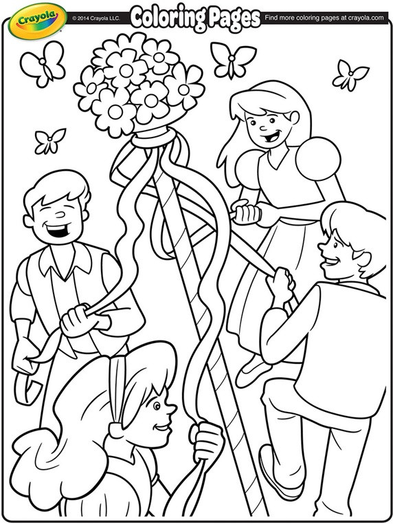 Freee Printable Coloring Pages
 May Day Maypole Coloring Page