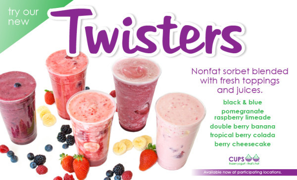 Freezer Cups For Smoothies
 CUPS Frozen Yogurt Launches Twister Smoothies For Summer