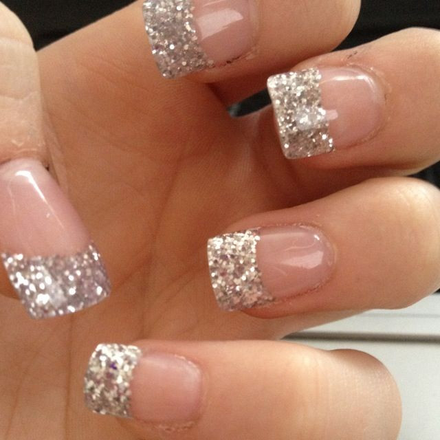 French Tip Nail Designs With Glitter
 Glittery French Tip Acrylics