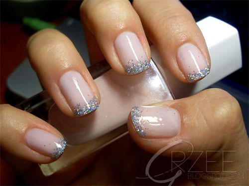 French Tip Nail Designs With Glitter
 12 Gel French Tip Glitter Nail Art Designs & Ideas 2016
