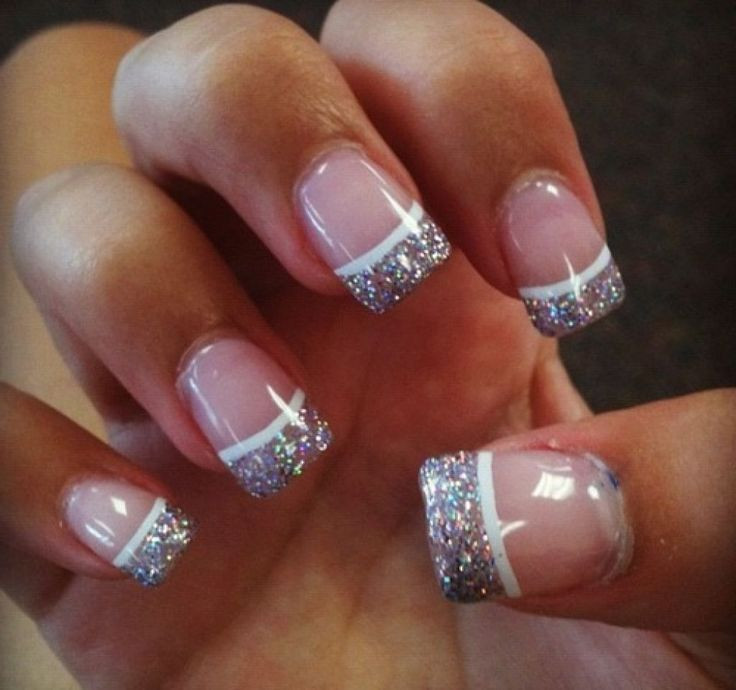 French Tip Nail Designs With Glitter
 french tip nails with glitter really pretty ad