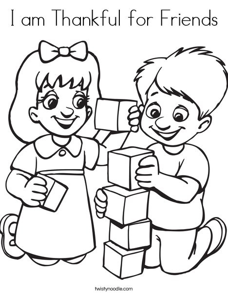 Friendship Coloring Pages For Kids
 I am Thankful for Friends Coloring Page Twisty Noodle