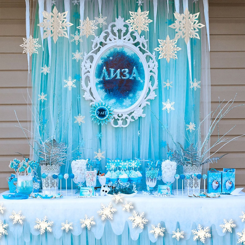 Frozen Birthday Decor
 Frozen Party decoration Supplies Blue White Snowflake