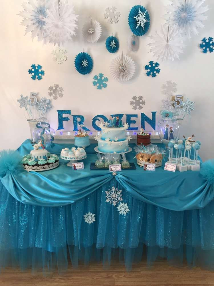 Frozen Birthday Decor
 Stunning dessert table at a Frozen birthday party See
