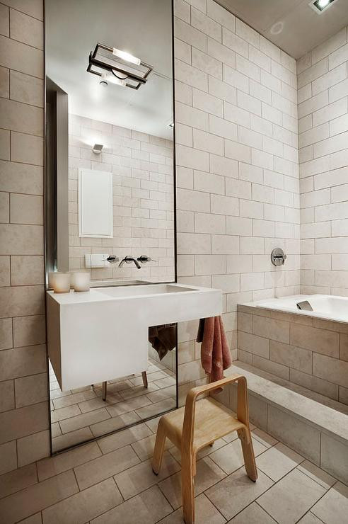 Full Length Bathroom Mirror
 Asymmetrical Sink Vanity on Full Length Mirror
