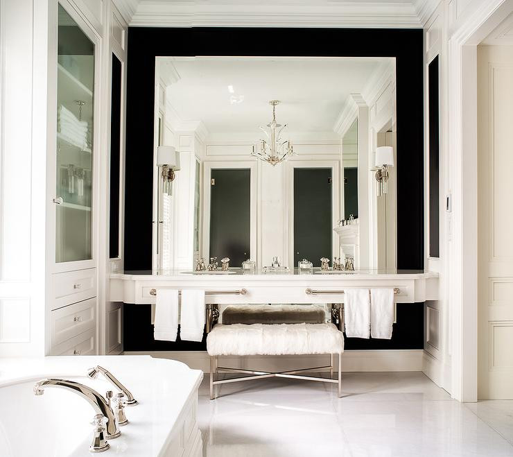 Full Length Bathroom Mirror
 Double Floating Washstand Lining Full Length Mirror