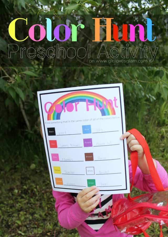 Fun Activities For Preschoolers
 Color Hunt Outdoor Preschool Game Printable Girl Loves Glam