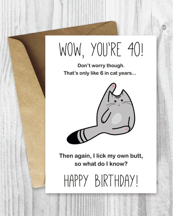 Funny Birthday Card Ideas
 40th Birthday Card Printable Birthday Card Funny Cat