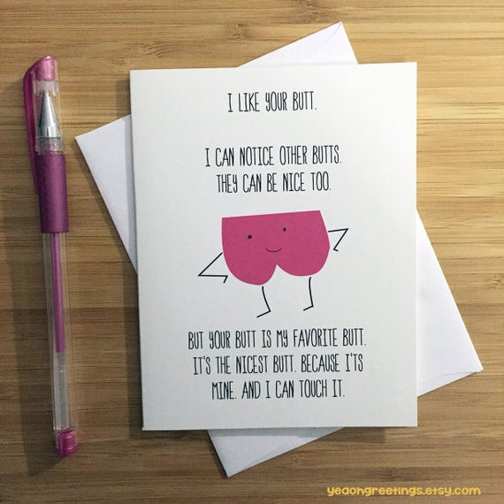 Funny Birthday Card Ideas
 Touch My Butt Card Funny Love Card y Card Naughty Card