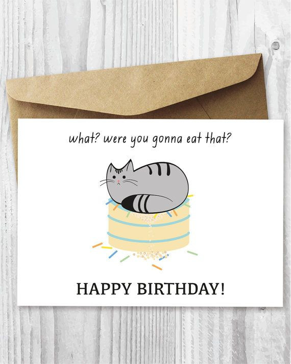 Funny Electronic Birthday Cards
 Printable Cat Birthday Card Happy Birthday Cat Digital