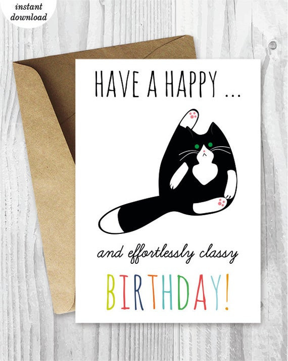 Funny Printable Birthday Card
 Printable Birthday Cards Funny Cat Birthday Cards Instant