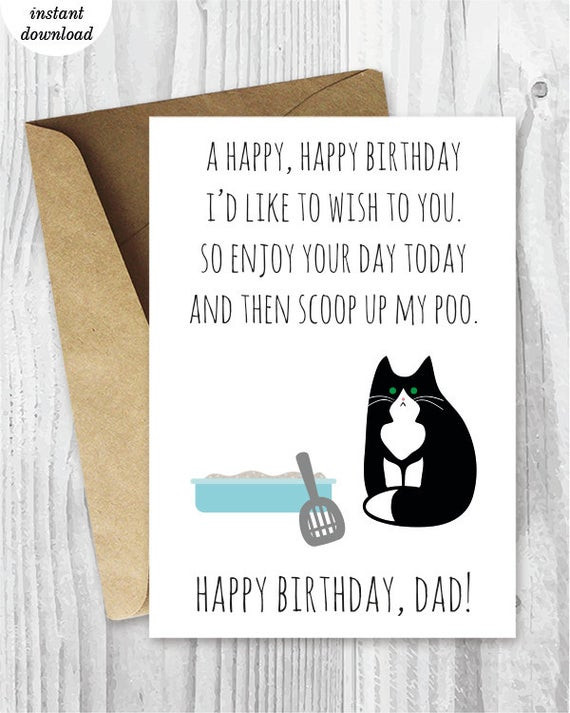 Funny Printable Birthday Card
 Printable Funny Birthday Cards Black and White Cat Cards