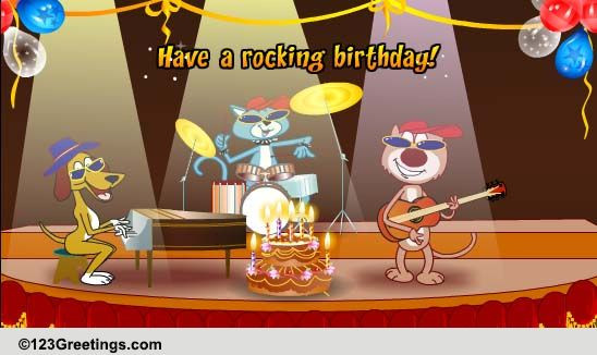 Funny Singing Birthday Cards
 A Rocking Birthday Band Free Songs eCards Greeting Cards