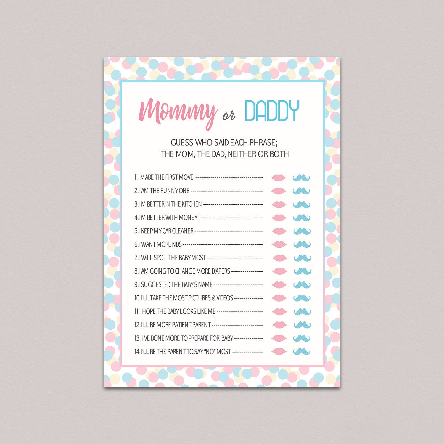 Games For Baby Reveal Party
 Gender reveal party games mommy or daddy game Mommy or