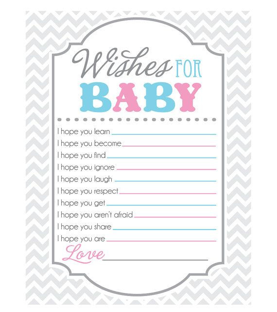 Games For Baby Reveal Party
 Gender Reveal Party Game Sheet for Wishes for Baby "I