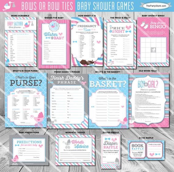 Games For Baby Reveal Party
 Gender Reveal Party Games Bows or Bowties Baby Shower