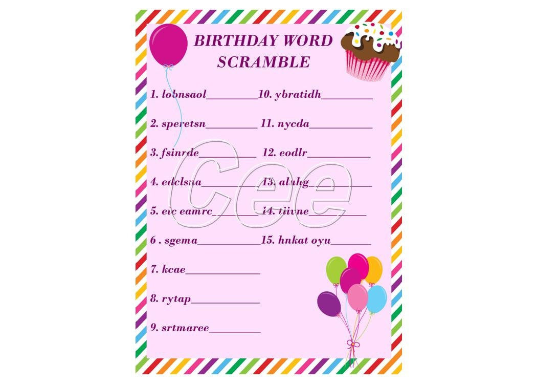 Games For Girls Birthday Party
 Birthday Party Game Party Game For Girl Printable Birthday