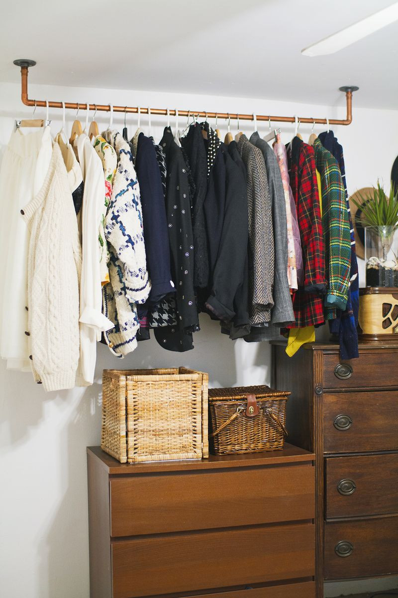 Garment Rack DIY
 Hanging Copper Pipe Clothing Rack DIY – A Beautiful Mess