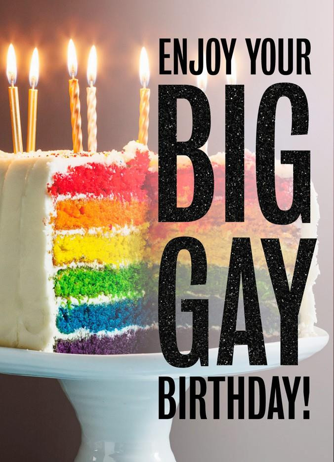 Gay Birthday Card
 Rainbow Stripe Gay Cake Birthday Card Greeting Cards