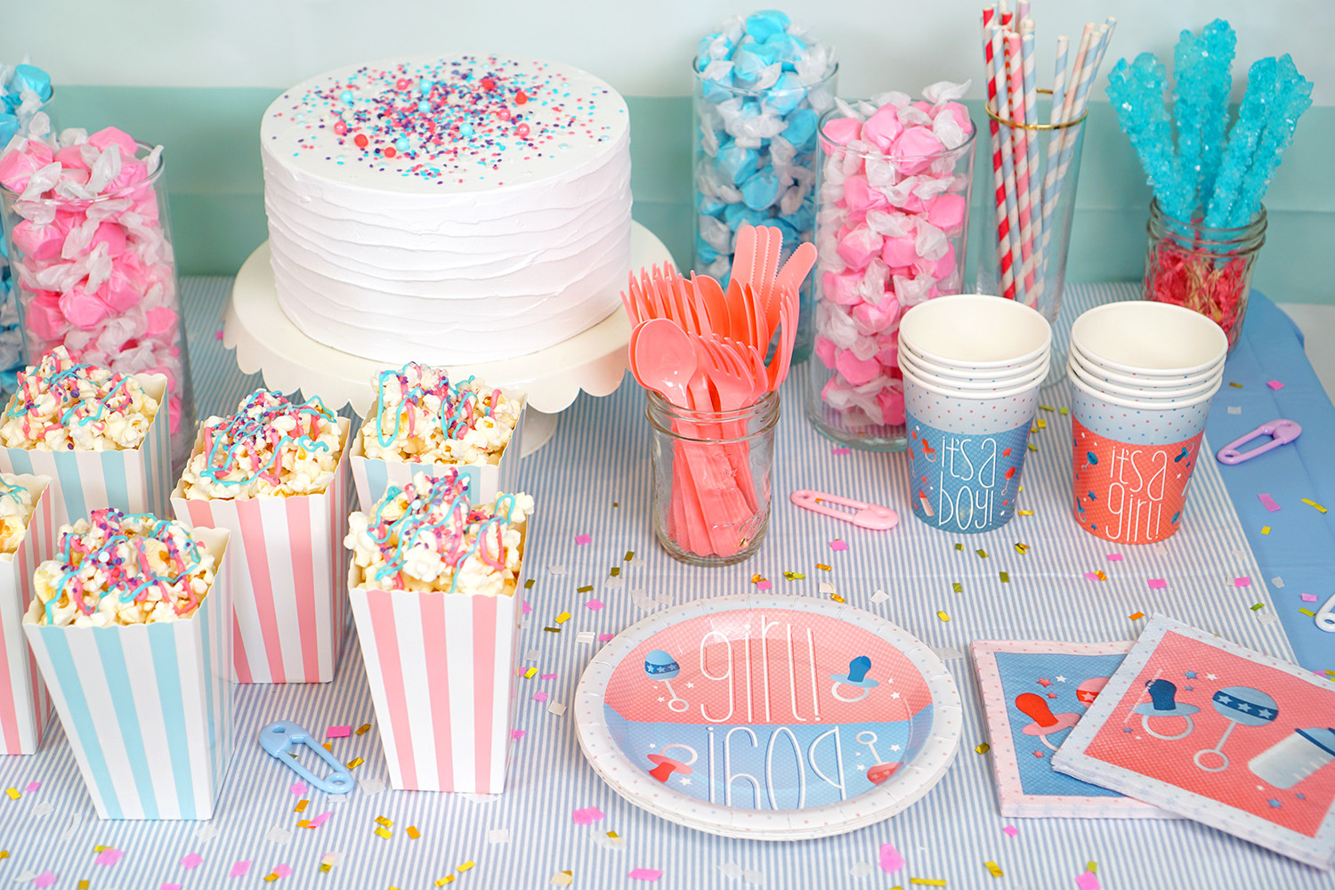 Gender Party Decoration Ideas
 Gender Reveal Party Ideas Happiness is Homemade