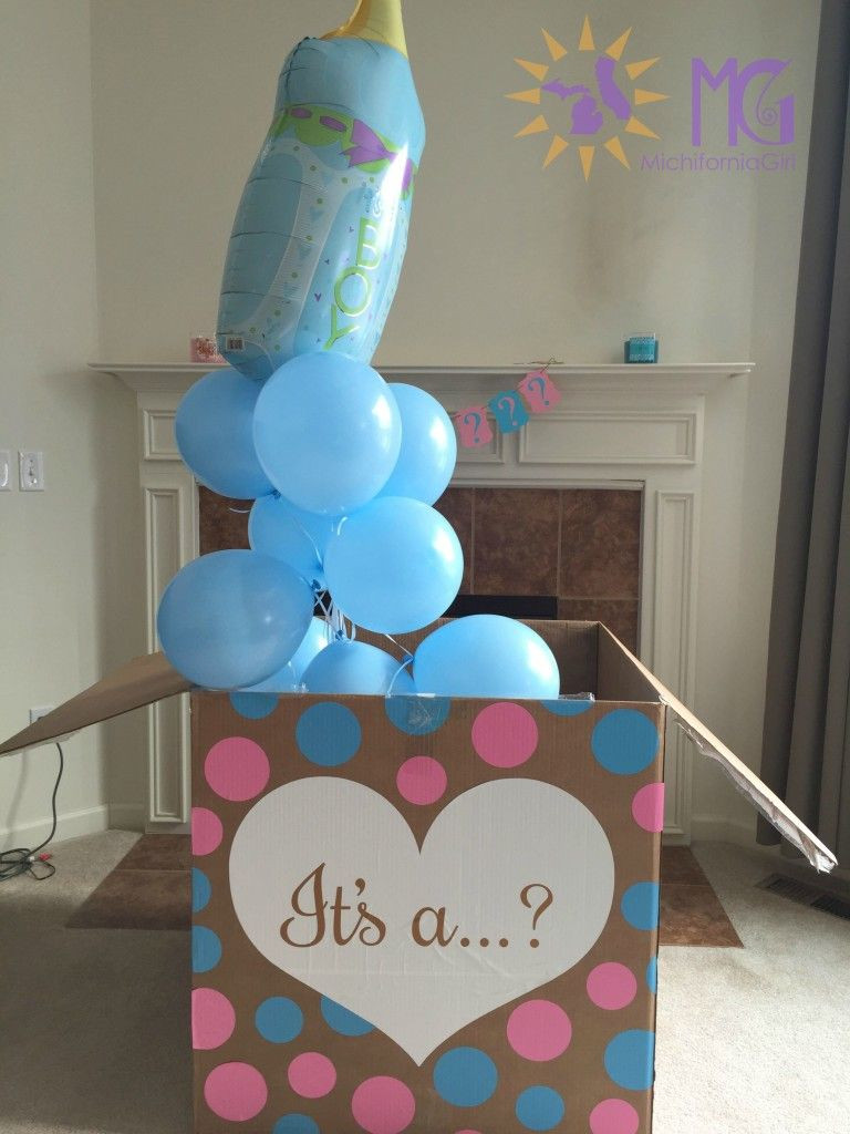 Gender Reveal Party Ideas Balloons
 gender reveal box with balloons Baby stuff