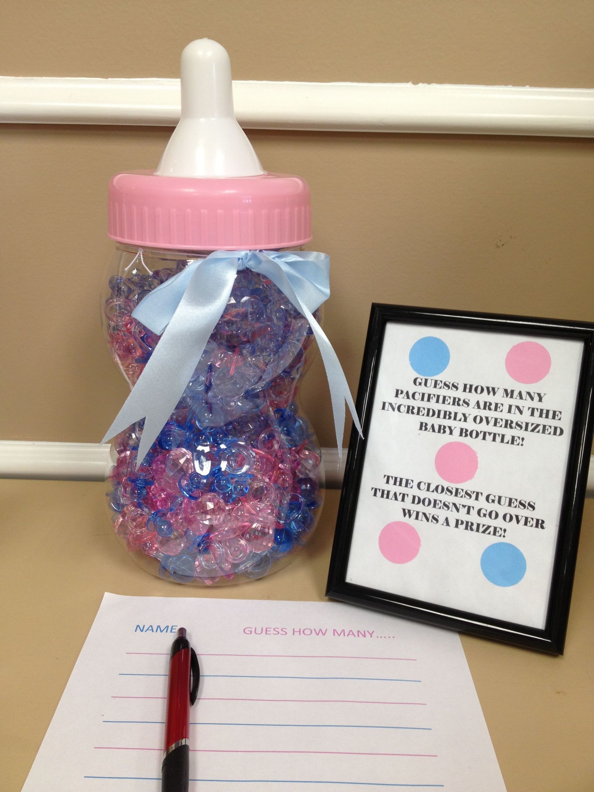 Gender Reveal Party Ideas Games
 Gender reveal party game ess the amount in the bottle