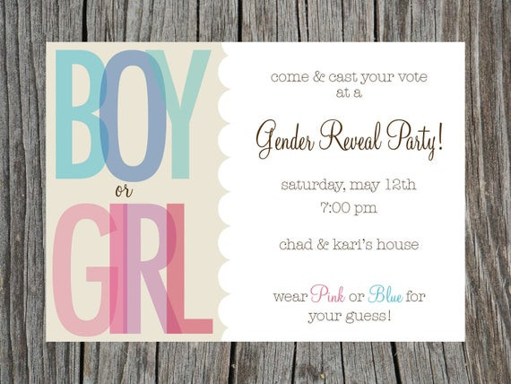 Gender Reveal Party Invitation Ideas
 Items similar to Gender Reveal Party Invitation Printable