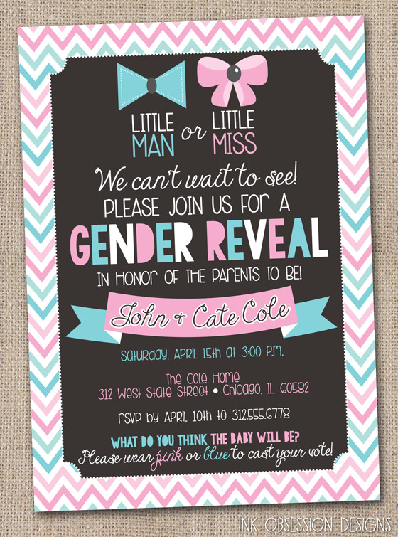 Gender Reveal Party Invitation Ideas
 Ink Obsession Designs Gender Reveal Party Printable