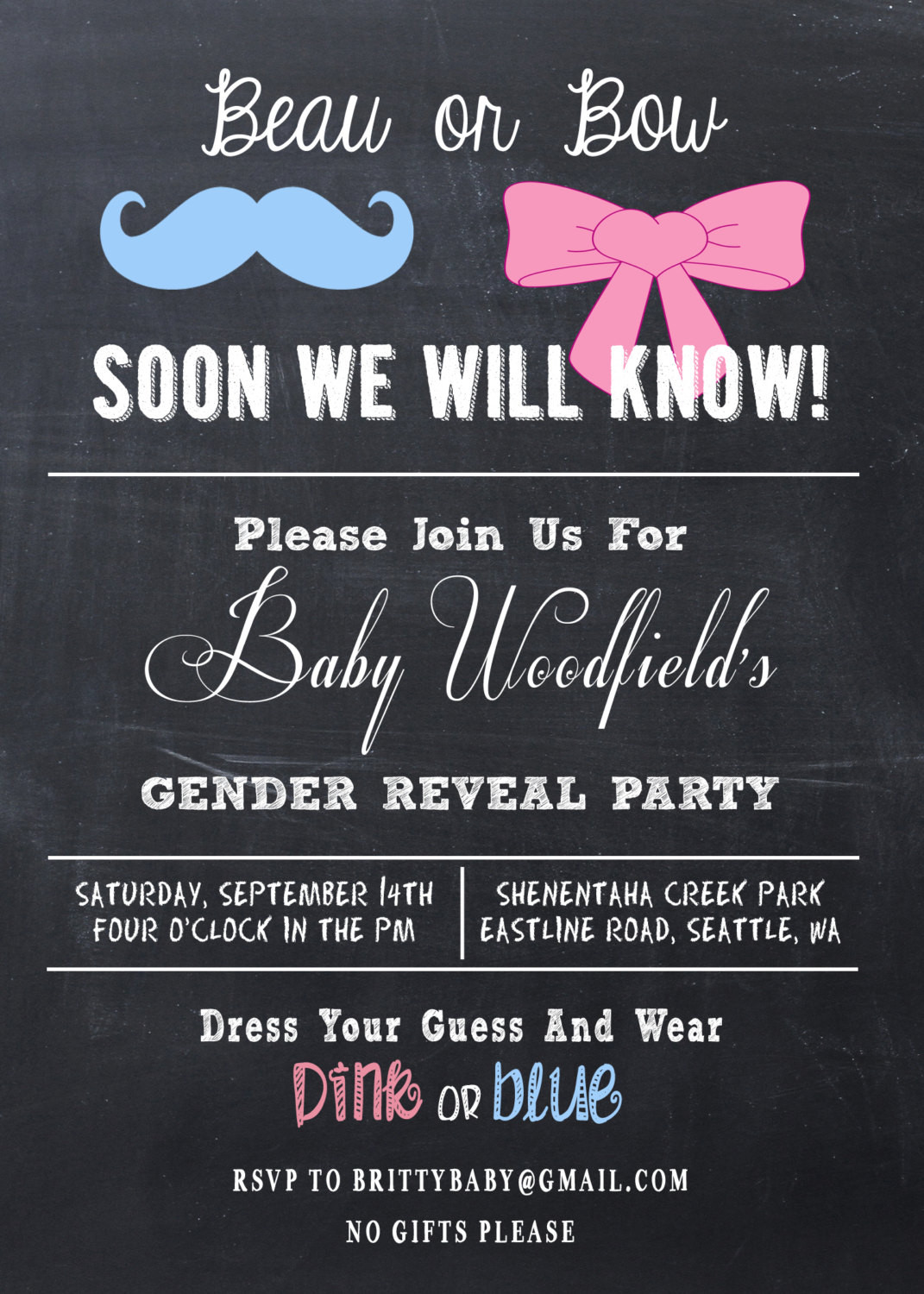 Gender Reveal Party Invitation Ideas
 Gender Reveal Party Invitation Beau or Bow by