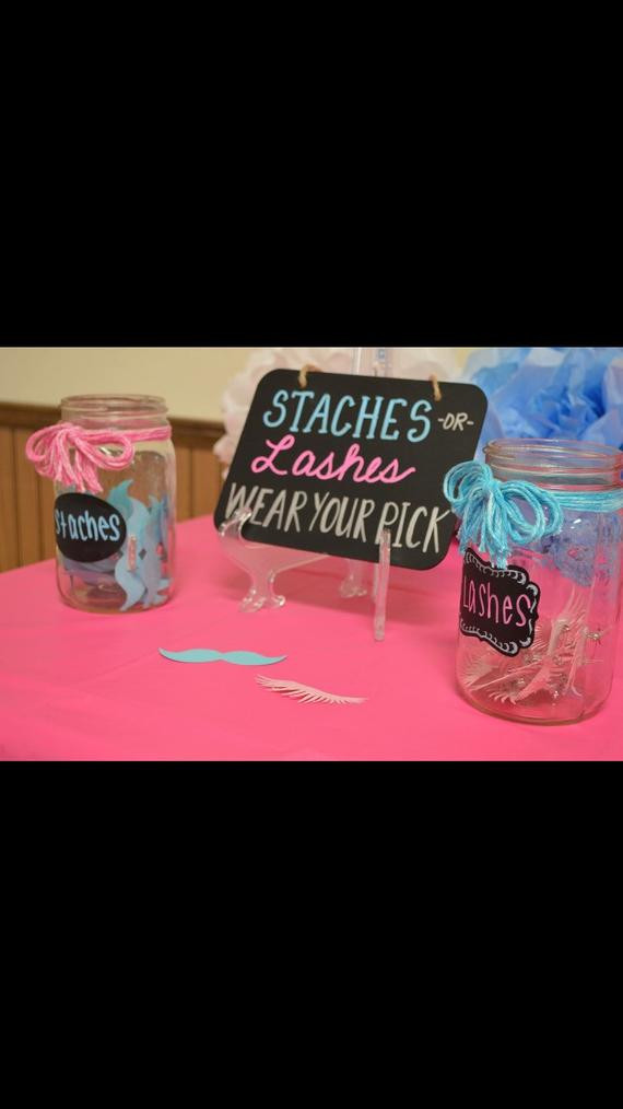 Gender Review Party Ideas
 Staches or Lashes Wear Your Pick GENDER REVEAL