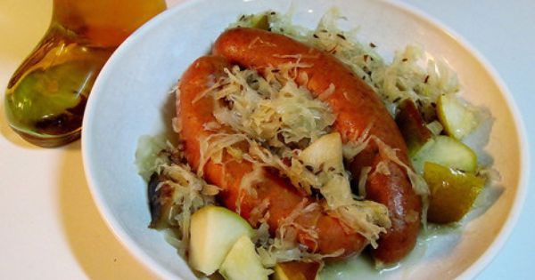 German Main Dishes
 German Bratwurst sausage recipe with bacon sauerkraut and