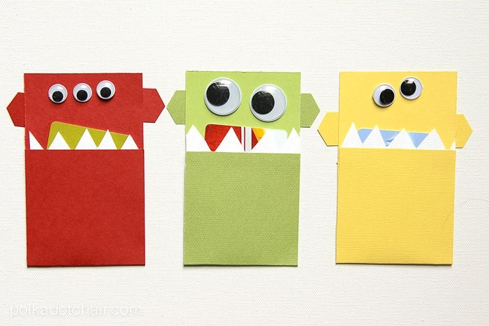 Gift Cards For Kids
 Monster Gift Card Holder Tutorial & Ideas on polka dot chair