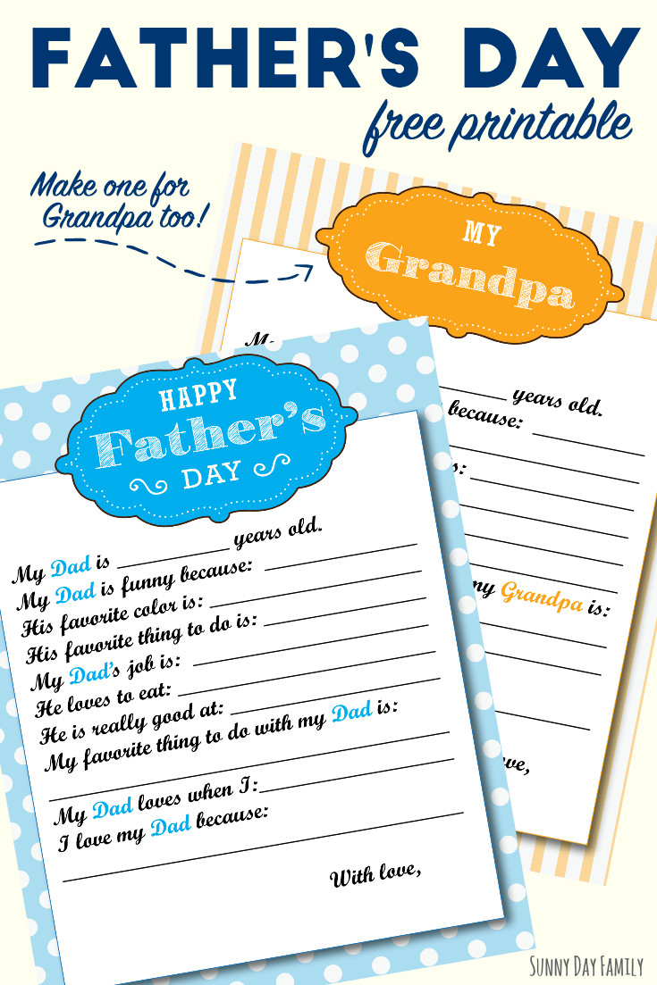 Gifts For Daddy From Kids
 Free Printable Fathers Day Gift for Dad & Grandpa