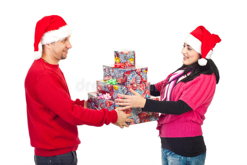 Gifts For Kids To Share
 Couple Sharing Christmas Gifts Stock graphy Image