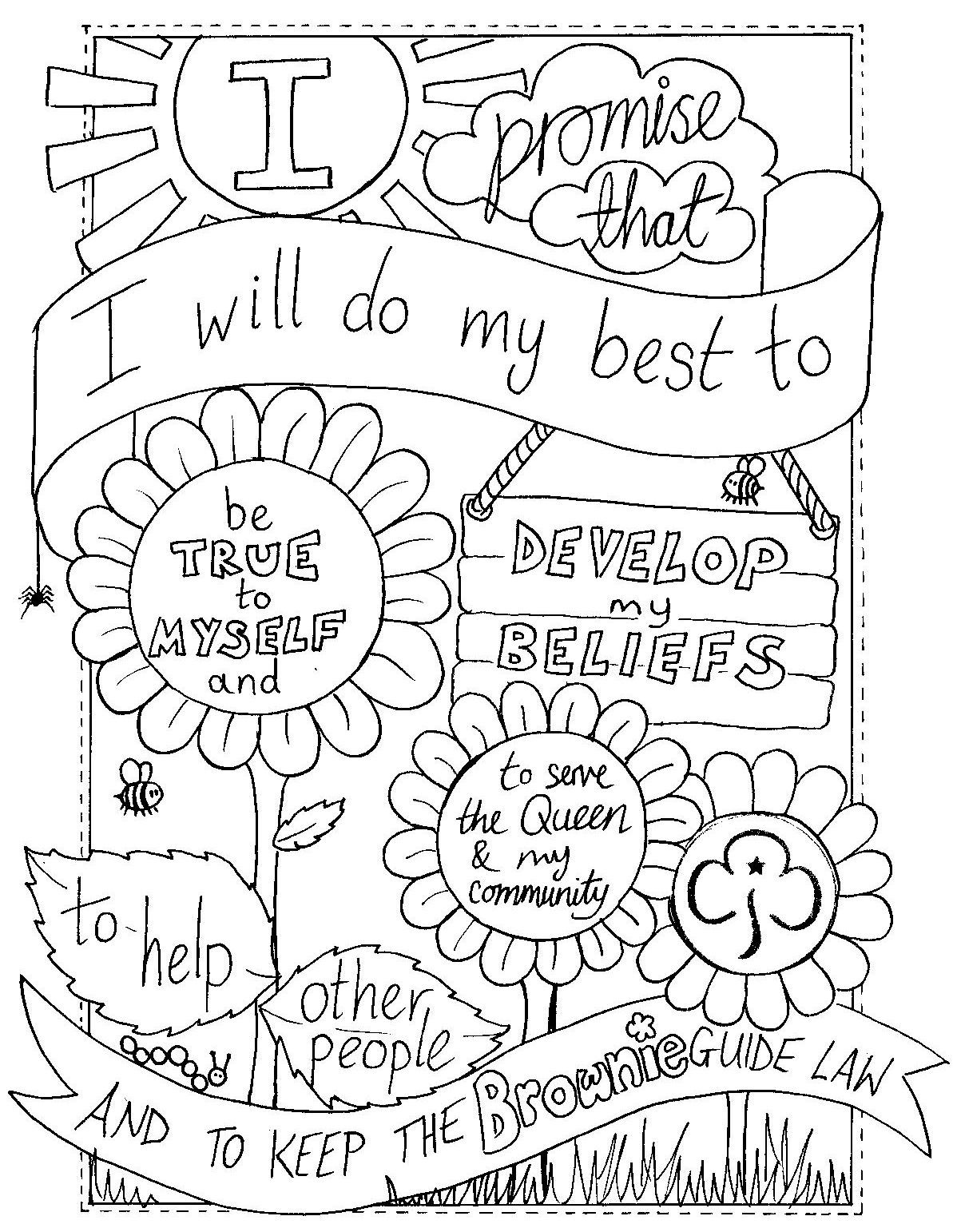 Girl Scout Coloring Pages Printable
 UK Brownie Promise colouring sheet Created by emyb Emy