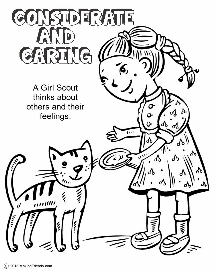 Girl Scout Coloring Pages Printable
 Green Petal Considerate and Caring Coloring Page