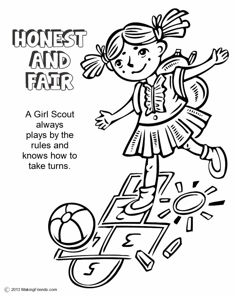 Girl Scout Coloring Pages Printable
 The Law Honest and Fair Coloring Page MakingFriends