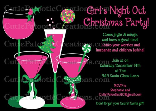 Girls Christmas Party Ideas
 Girls Night Out Christmas Party Invitation Printable or