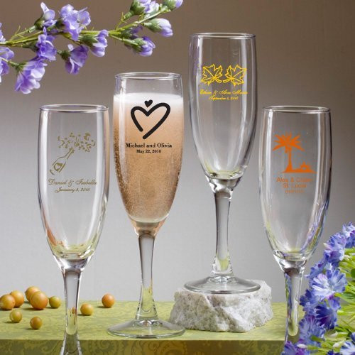 Glass Wedding Favors
 Personalized Champagne Glass Wedding Favors 50 Designs