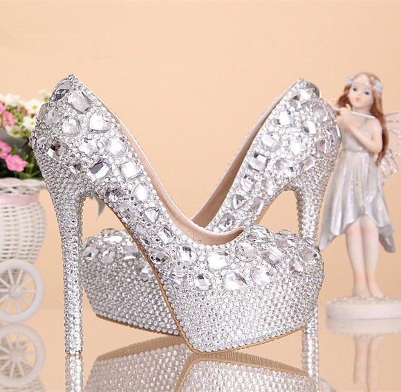Glass Wedding Shoes
 NEW Hand Made Rhinestones Cinderella Glass Slippers
