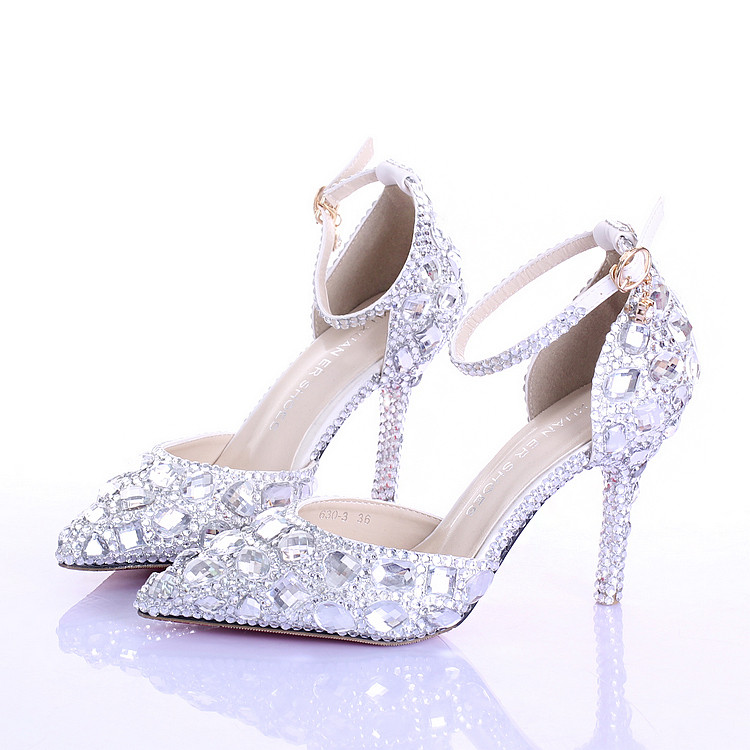 Glass Wedding Shoes
 2015 Summer new glass slipper Pointed Toe bridal shoes