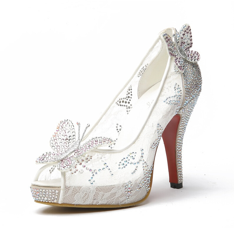 Glass Wedding Shoes
 Limited Cinderella Glass Slipper sandals crystal wedding