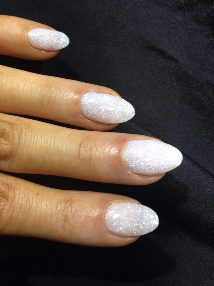 Glitter Almond Nails
 Best 25 White glitter nails ideas that you will like on
