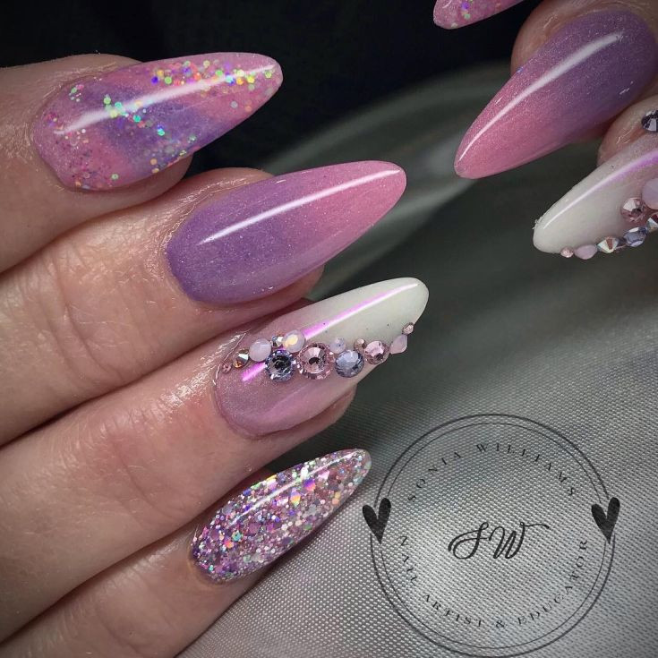 Glitter Almond Nails
 80 Cute almond shaped nail designs 2018 nail design