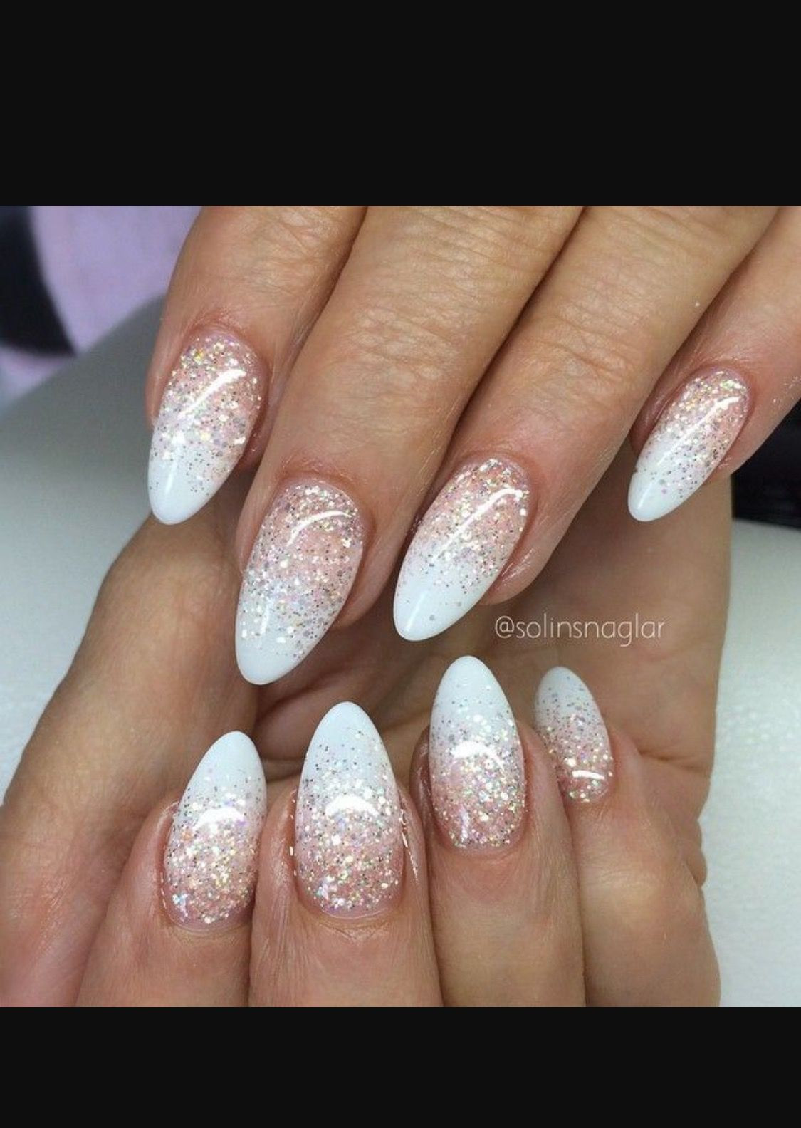 Glitter Almond Nails
 Pin by Elizabeth C on Nails