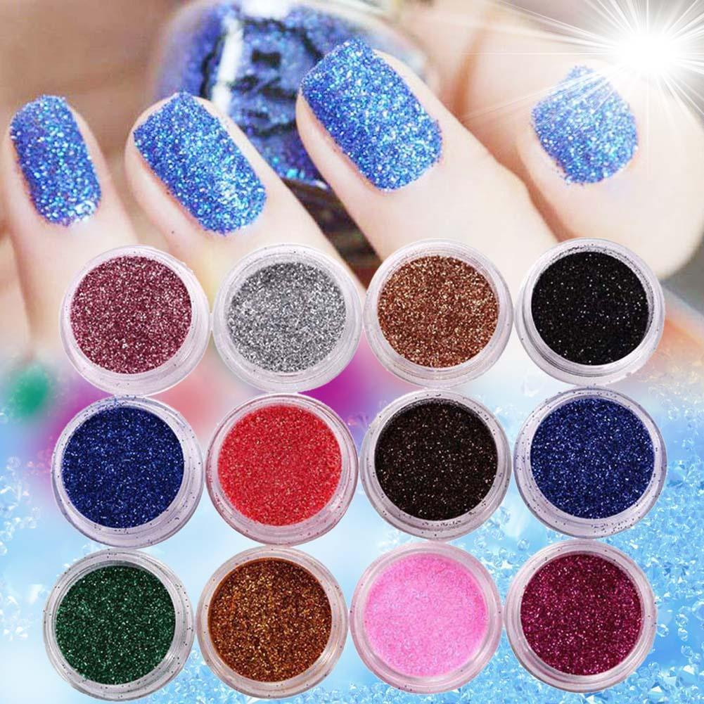 Glitter Dust For Nails
 12 Colors Nail Art Decoration Metal Powder Glitter Dust