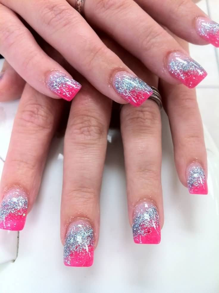 Glitter Fake Nails
 60 Best Pink Acrylic Nail Art Designs